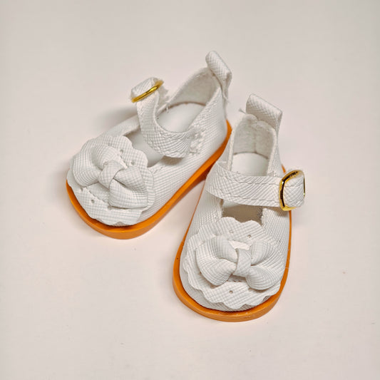 Doll Accessory Cute Maid Style Doll Shoes Mary Janes with Bows and Yellow Soles