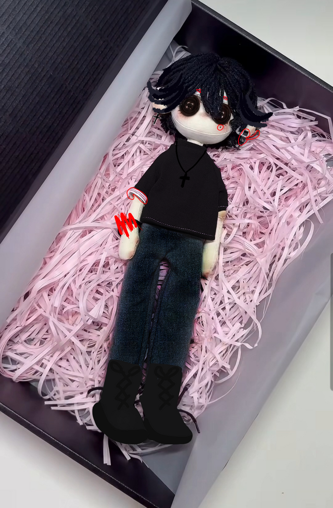 Custom Doll-Coll Black Hair Boy With Cross Earring