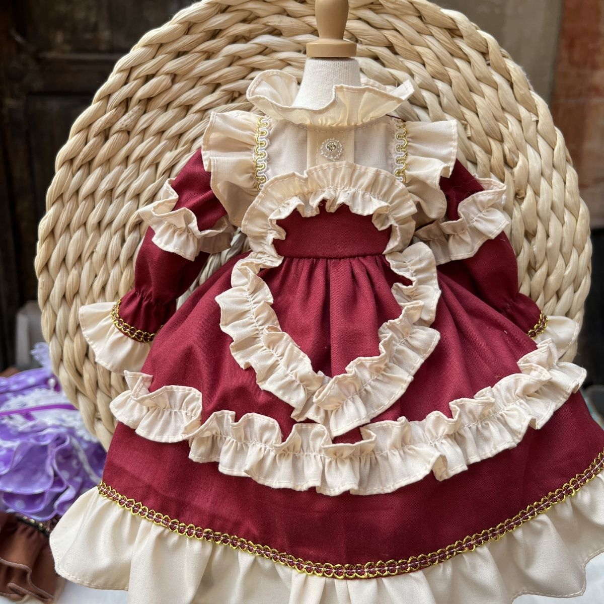 Doll Clothes Lolita Burgundy Princess Dress for 12 inches Doll
