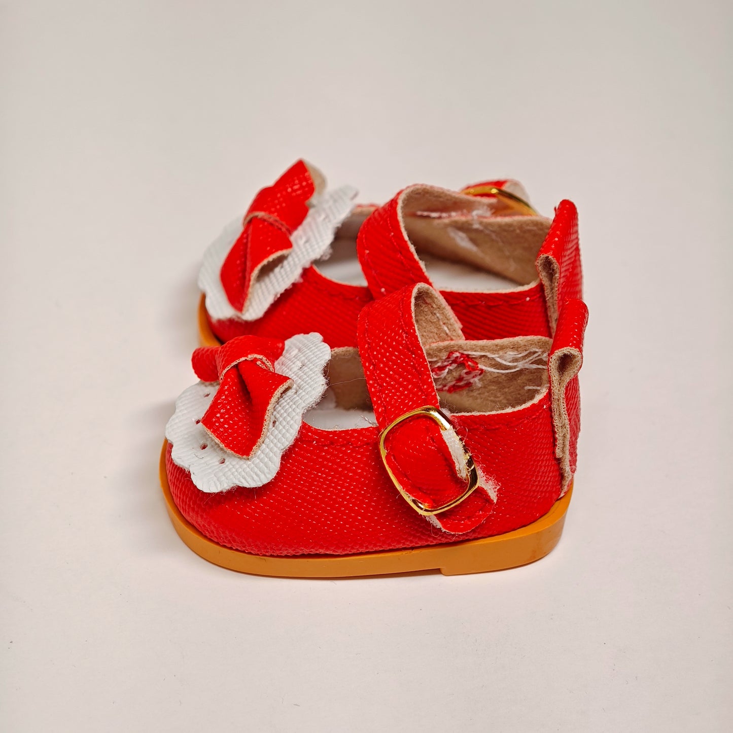 Doll Accessory Cute Maid Style Doll Shoes Mary Janes with Bows and Yellow Soles