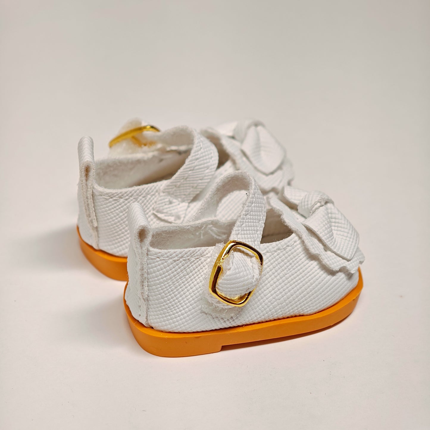 Doll Accessory Cute Maid Style Doll Shoes Mary Janes with Bows and Yellow Soles