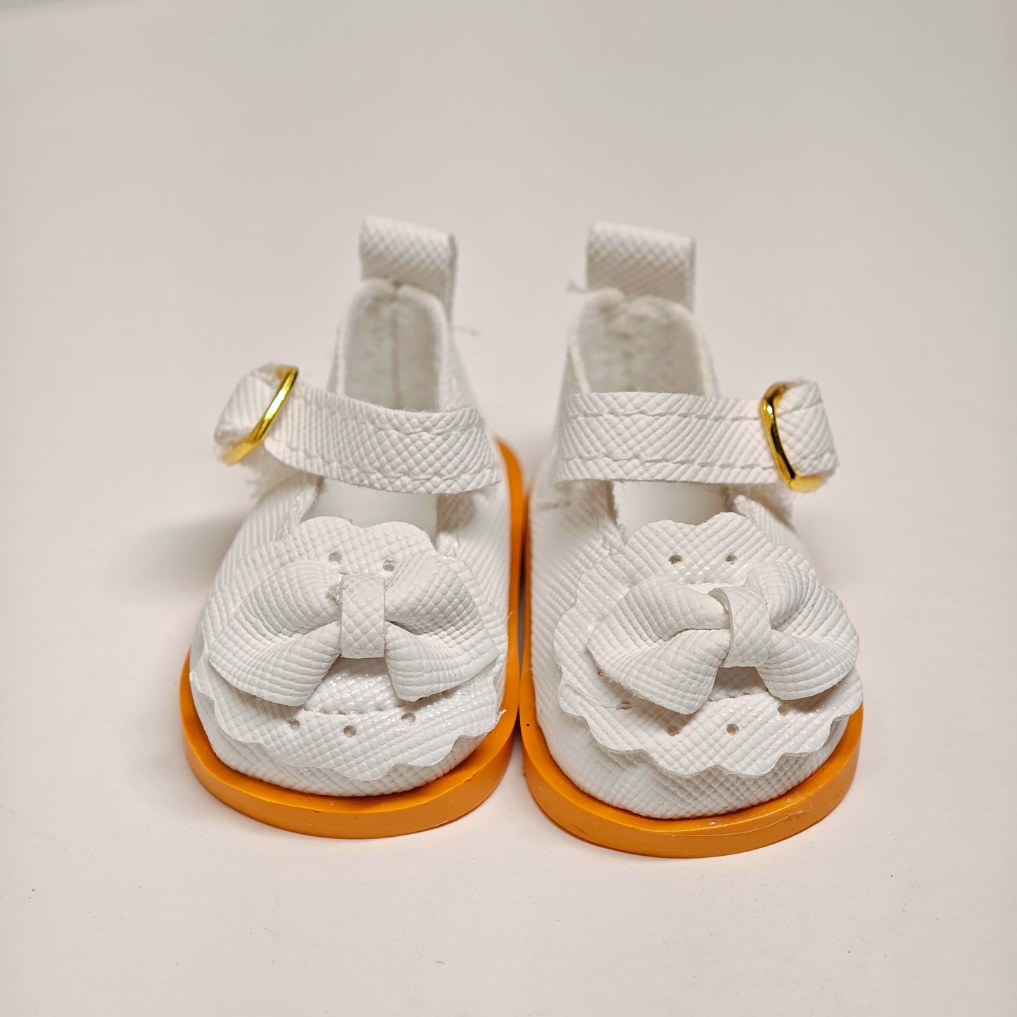 Doll Accessory Cute Maid Style Doll Shoes Mary Janes with Bows and Yellow Soles