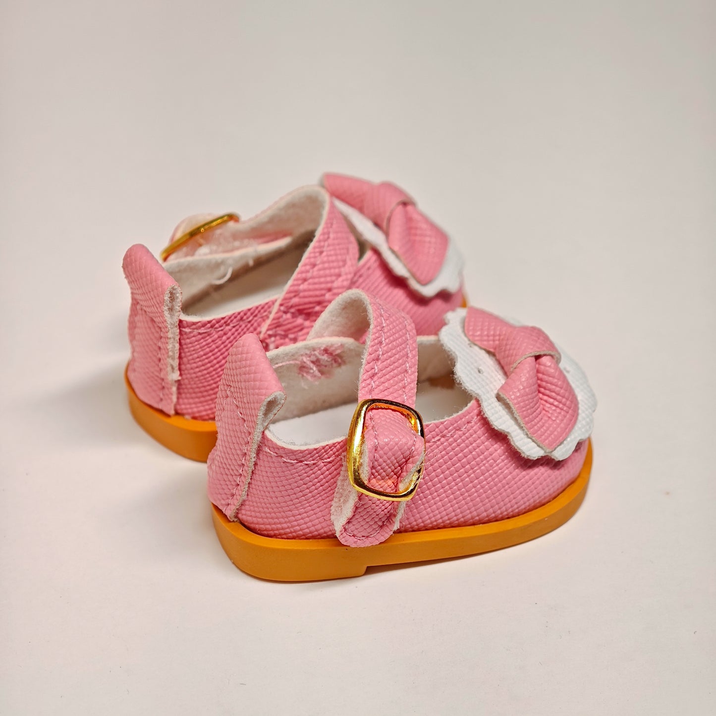 Doll Accessory Cute Maid Style Doll Shoes Mary Janes with Bows and Yellow Soles