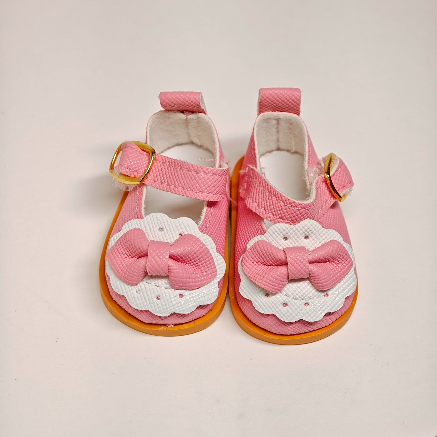 Doll Accessory Cute Maid Style Doll Shoes Mary Janes with Bows and Yellow Soles