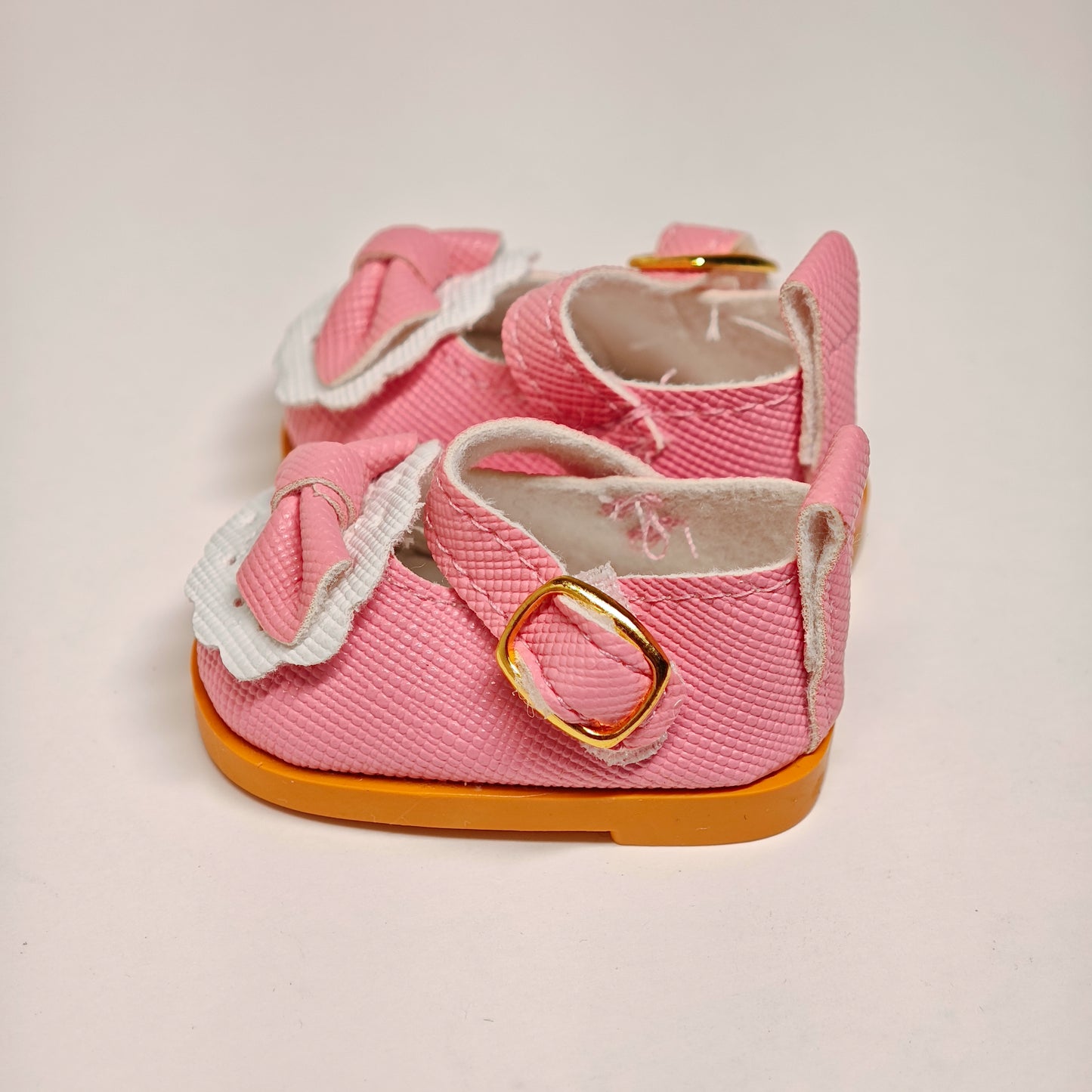 Doll Accessory Cute Maid Style Doll Shoes Mary Janes with Bows and Yellow Soles