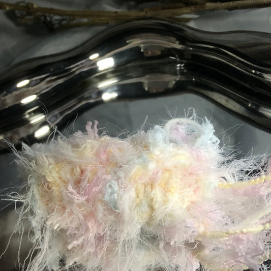 Spring Peach Reverie DIY Hand-Blended Long-Pile Yarn; Mohair; For Knitting & Weaving