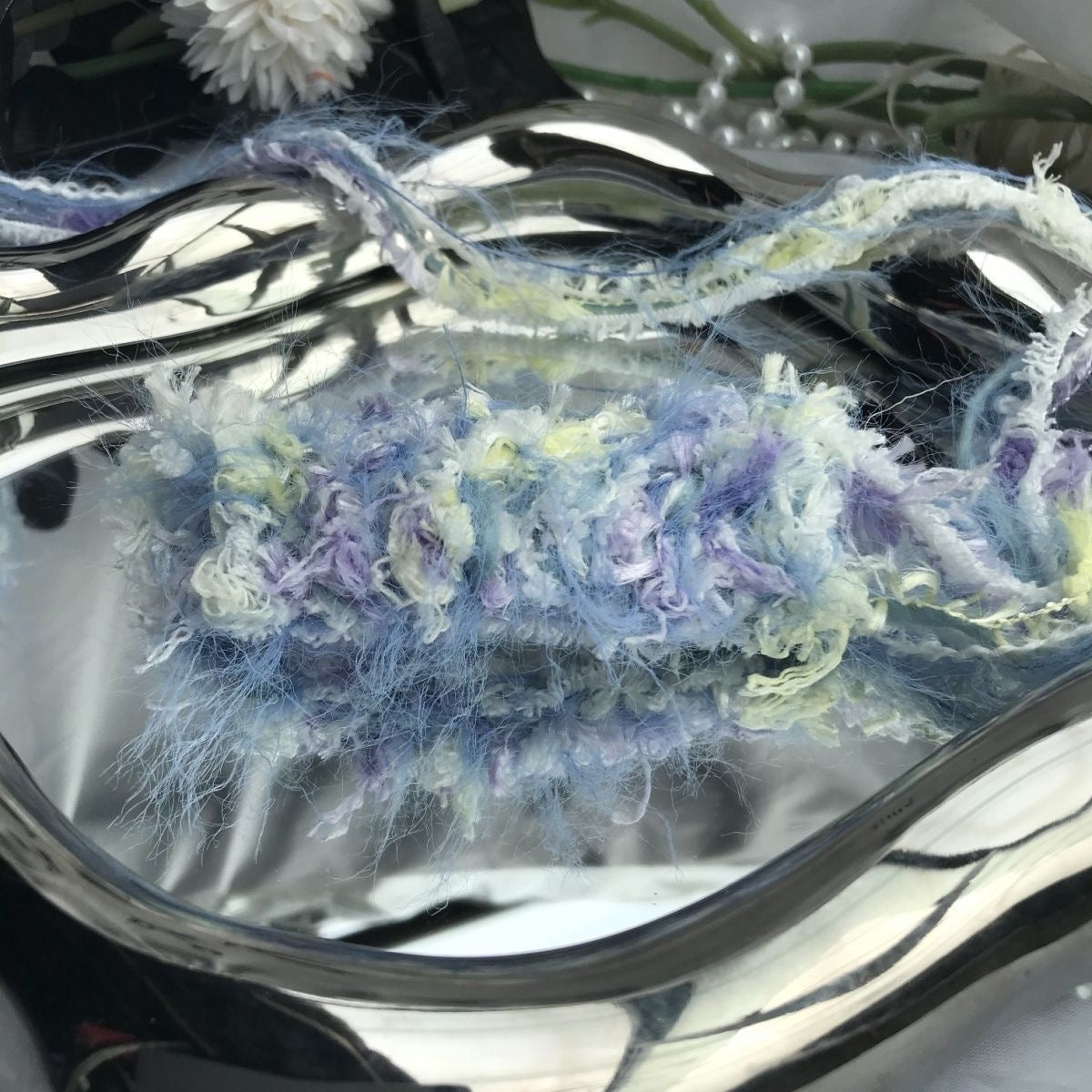 Cerulean DIY Hand-Blended Long-Pile Yarn; Mohair; For Knitting & Weaving