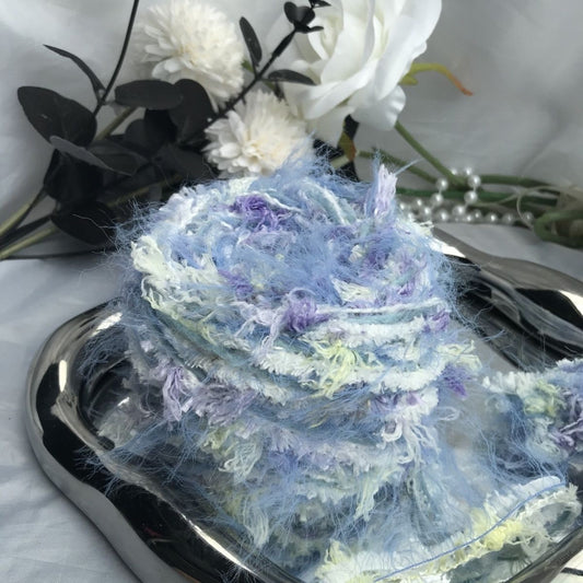 Cerulean DIY Hand-Blended Long-Pile Yarn; Mohair; For Knitting & Weaving