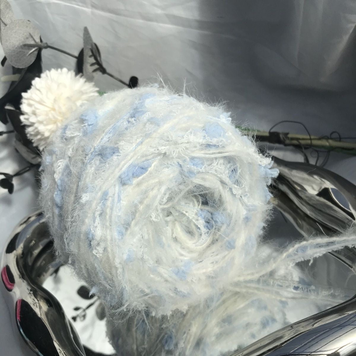 Horizon of Celestial Azure DIY Hand-Blended Long-Pile Yarn; Mohair; For Knitting & Weaving