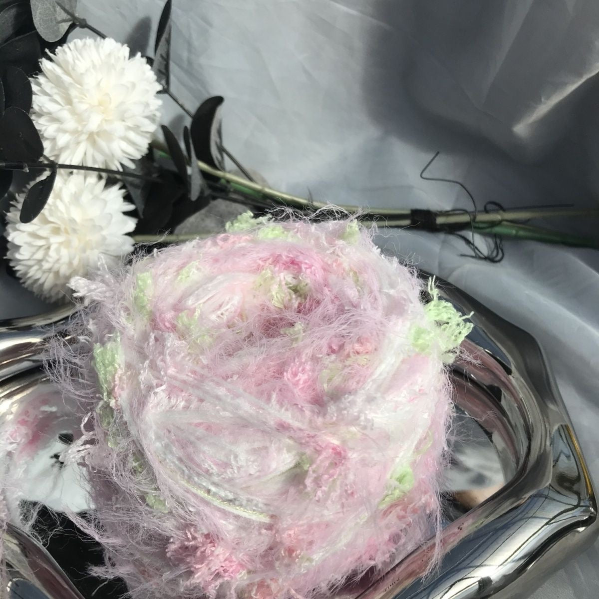Blossoms in Bloom DIY Hand-Blended Long-Pile Yarn; Mohair; For Knitting & Weaving