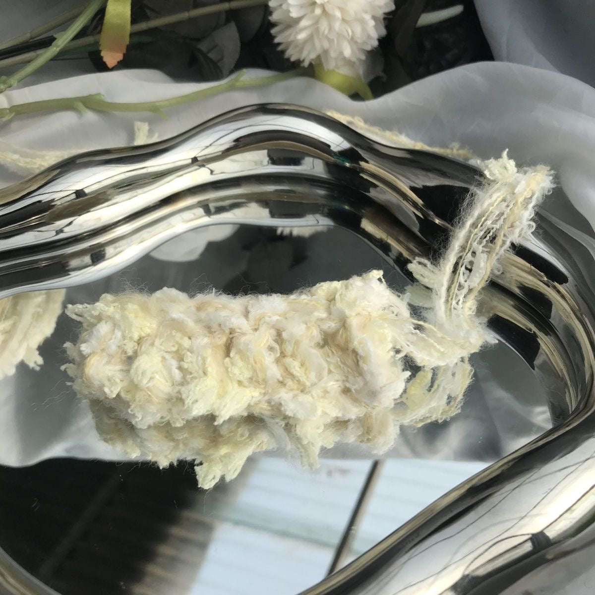 Egg Custard DIY Hand-Blended Long-Pile Yarn; Mohair; For Knitting & Weaving