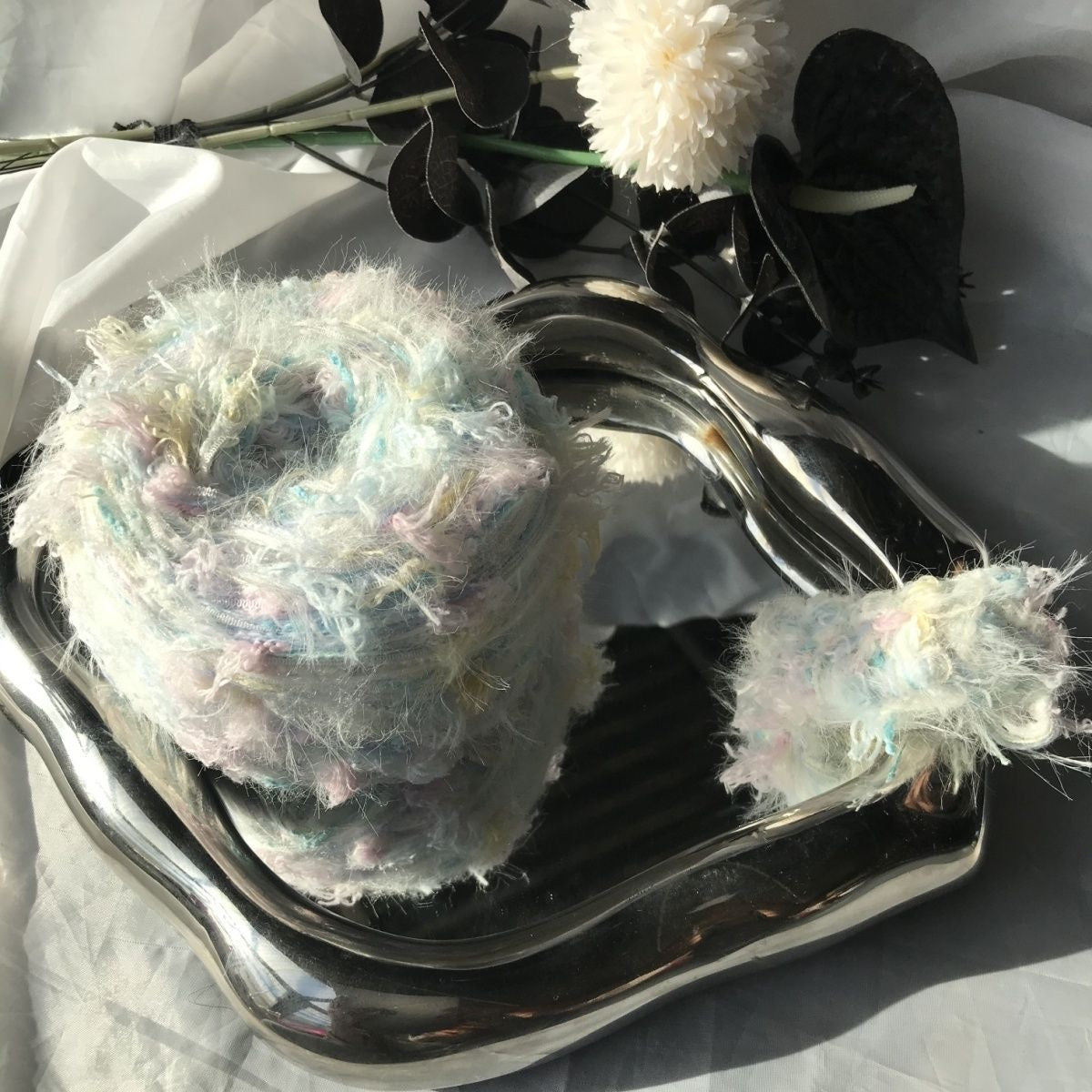 Sugar Petal DIY Hand-Blended Long-Pile Yarn; Mohair; For Knitting & Weaving