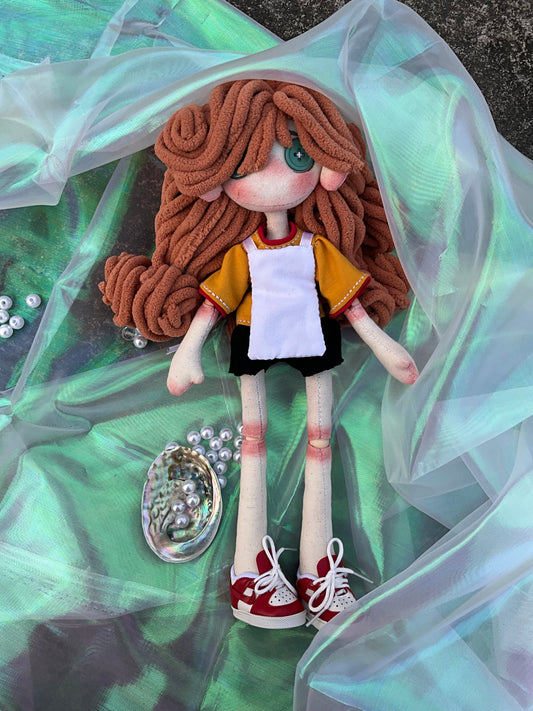 Custom Doll – Pale Skin, Freckles, and Green Eyes
