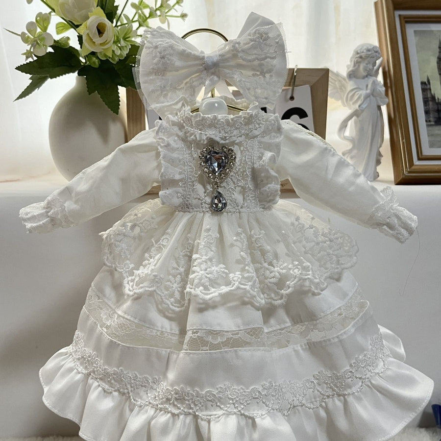 White Doll Dress Handmade Doll Clothes, 6 inches