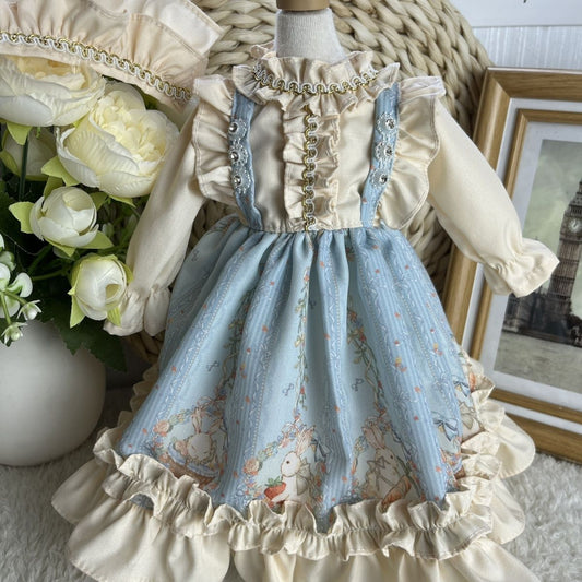 Doll Clothes Blue Bunny Dress for 12 inches Doll