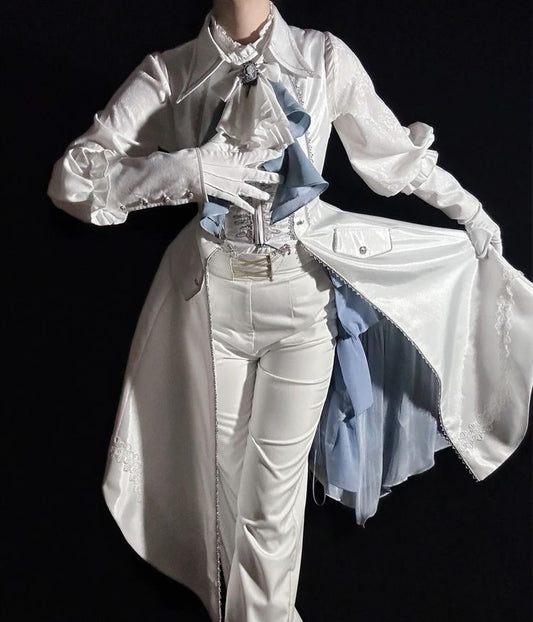 Custom Gothic OC Doll – Noble Pale Eyed Boy with Scarfed Eye and Elegant Outfit