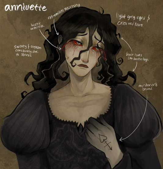 Custom OC Doll – Dark Aesthetic (Black Lace Dress / Gradient Limbs / Red Tear Makeup / Hand Tattoo)