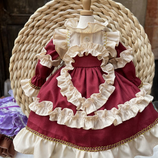 Doll Clothes Lolita Burgundy Princess Dress for 12 inches Doll