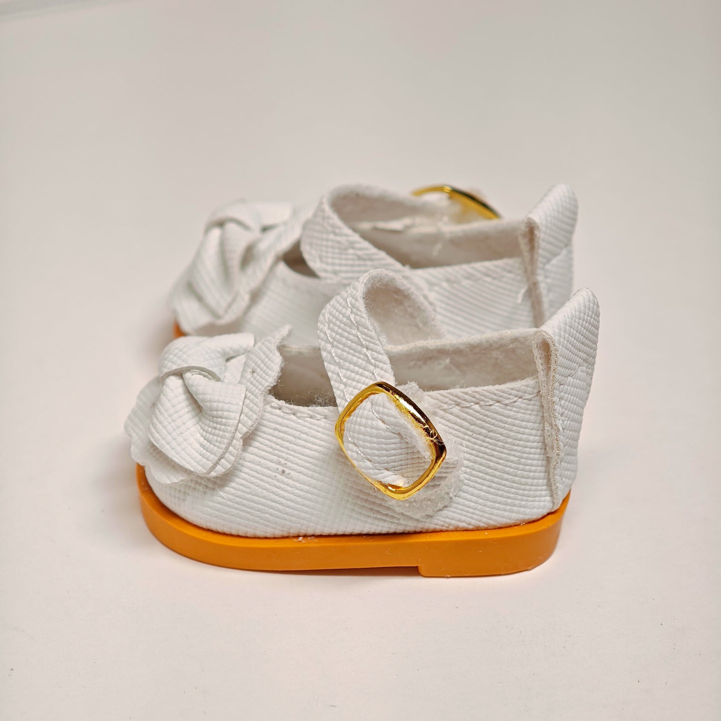 Doll Accessory Cute Maid Style Doll Shoes Mary Janes with Bows and Yellow Soles