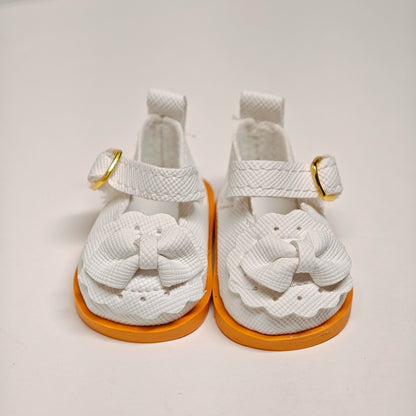 Doll Accessory Cute Maid Style Doll Shoes Mary Janes with Bows and Yellow Soles