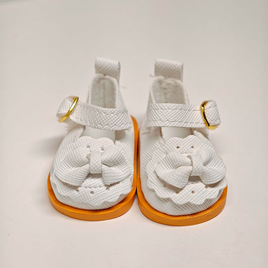 Doll Accessory Cute Maid Style Doll Shoes Mary Janes with Bows and Yellow Soles