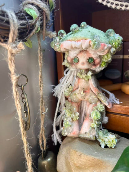 Morning Dew Green Mushroom Doll  5''