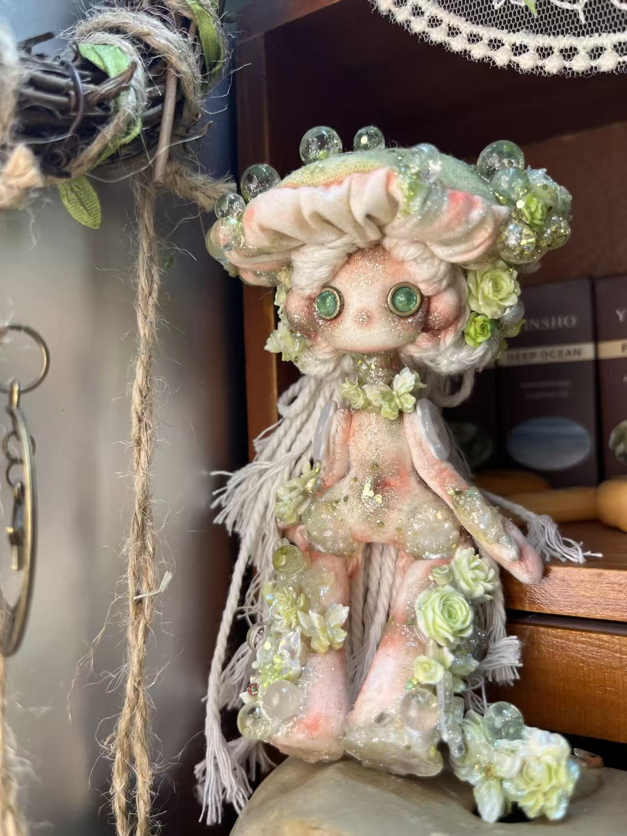 Morning Dew Green Mushroom Doll  5''