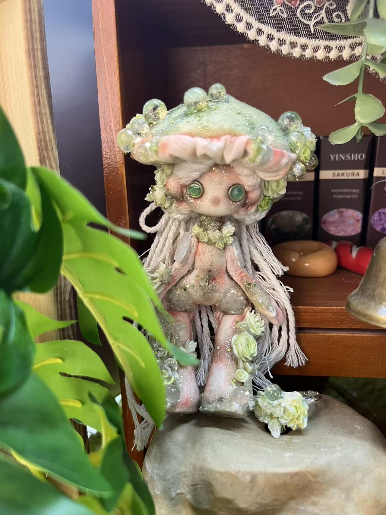 Morning Dew Green Mushroom Doll  5''