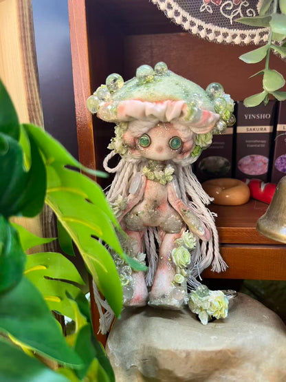 Morning Dew Green Mushroom Doll  5''