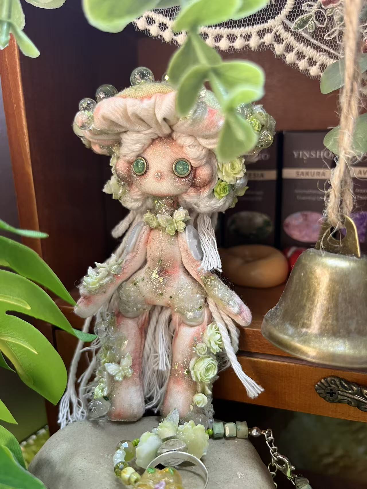 Morning Dew Green Mushroom Doll  5''