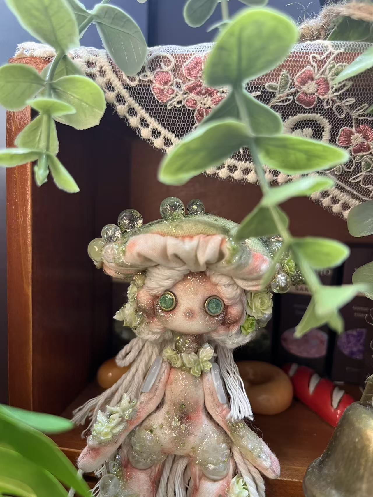 Morning Dew Green Mushroom Doll  5''