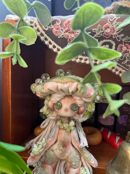 Morning Dew Green Mushroom Doll  5''
