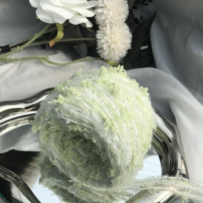 Verdant Spring Serenity DIY Hand-Blended Long-Pile Yarn; Mohair; For Knitting & Weaving