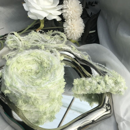 Verdant Spring Serenity DIY Hand-Blended Long-Pile Yarn; Mohair; For Knitting & Weaving