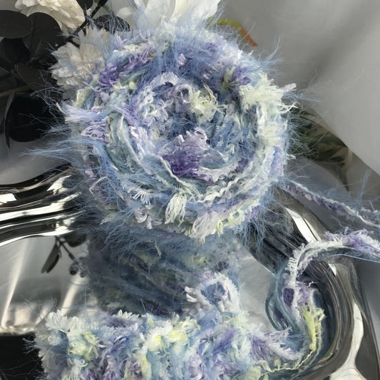 Cerulean DIY Hand-Blended Long-Pile Yarn; Mohair; For Knitting & Weaving