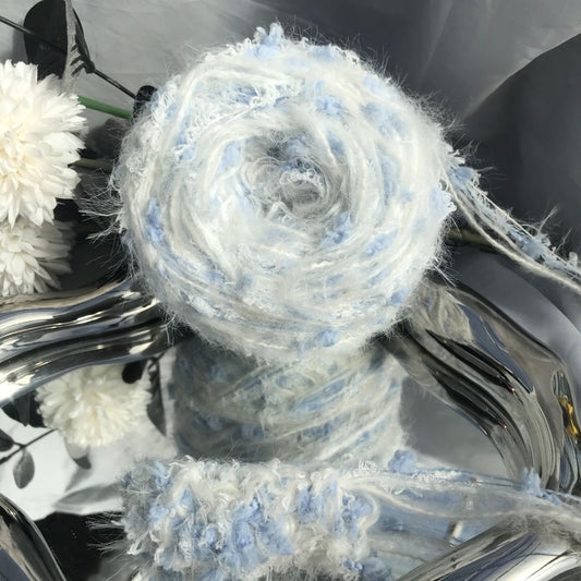 Horizon of Celestial Azure DIY Hand-Blended Long-Pile Yarn; Mohair; For Knitting & Weaving