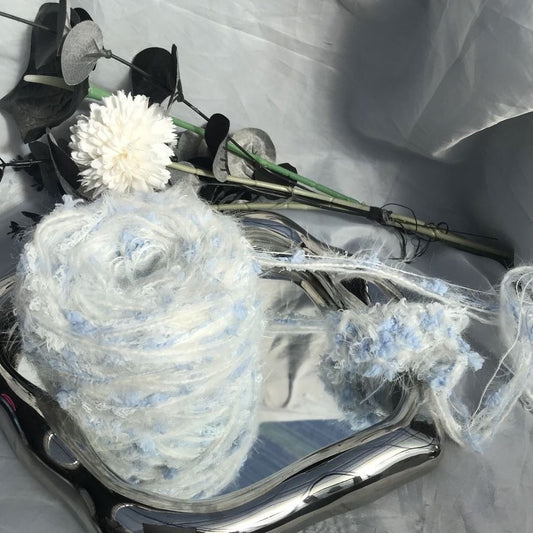Horizon of Celestial Azure DIY Hand-Blended Long-Pile Yarn; Mohair; For Knitting & Weaving