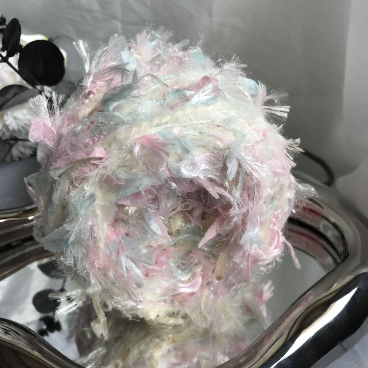 Celestial Swan Nocturne DIY Hand-Blended Long-Pile Yarn; Mohair; For Knitting & Weaving