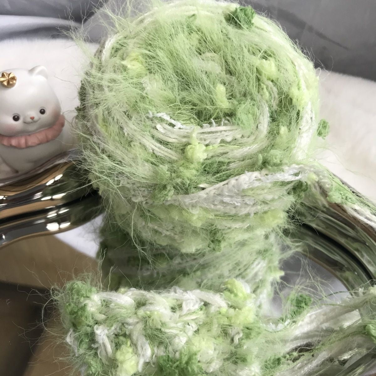 Verdant Whispers DIY Hand-Blended Long-Pile Yarn; Mohair; For Knitting & Weaving