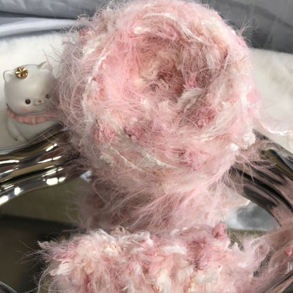 Confit de Pêche DIY Hand-Blended Long-Pile Yarn; Mohair; For Knitting & Weaving