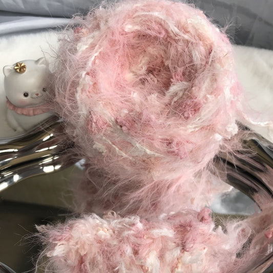 Confit de Pêche DIY Hand-Blended Long-Pile Yarn; Mohair; For Knitting & Weaving