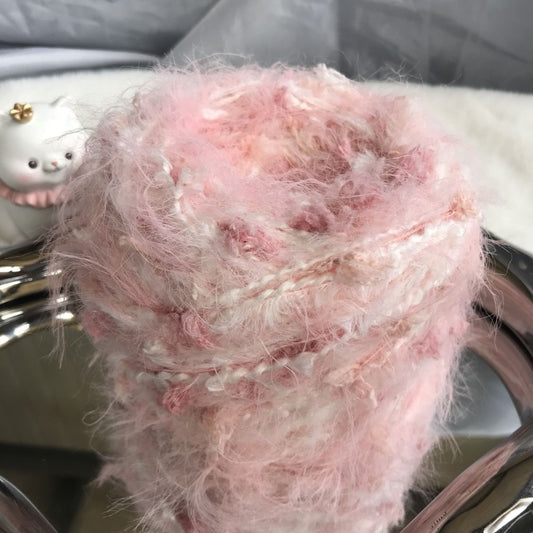 Confit de Pêche DIY Hand-Blended Long-Pile Yarn; Mohair; For Knitting & Weaving