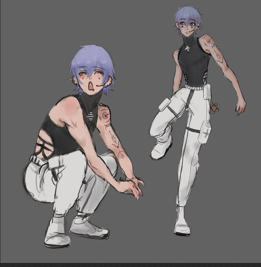 Custom Doll – Original OC Design with Tattoo, Headset & Sporty Outfit (Includes Black Earrings)